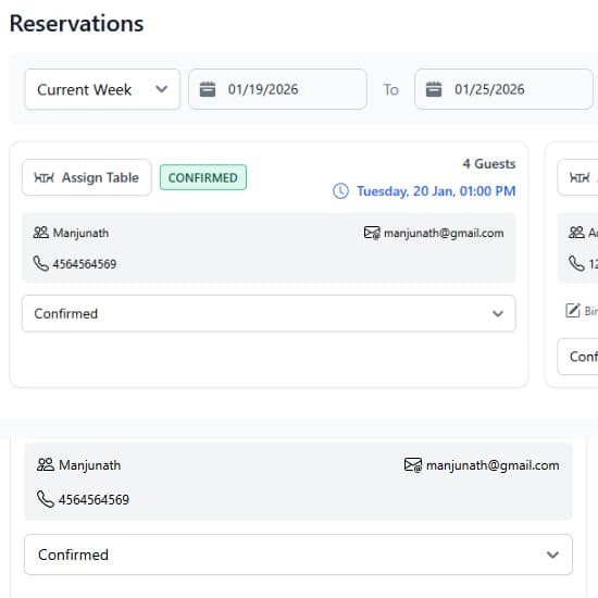 Optimize Table Reservations
